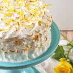 My Lemon Meringue cake is light, tender and lemon packed. Filled with lemon curd and covered in the most pillowy soft meringue, it's easy to make and makes the perfect afternoon treat!