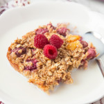 This Orange and Raspberry Baked Oatmeal is the perfect make ahead, healthy breakfast for the whole family! It's delicious and so easy to make!