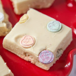 This Love Heart Fudge is velvety smooth, sweet, creamy and filled with lots of fizzy Love Heart sweets.