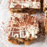 This rich, chocolate filled Fridge Cake is a simple, no bake dessert with a ton of flavour and a sweet, crunchy base.