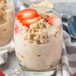 My Strawberries and Cream Overnight Oats are creamy, sweet and jam packed with fresh strawberries. These are bound to become your new favourite breakfast!