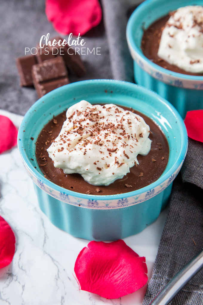 These rich and creamy Chocolate Pots de Creme are super easy to make and the perfect decadent dessert for you and a loved one!