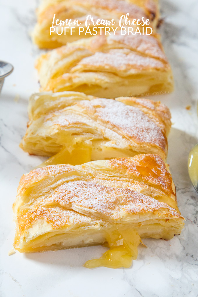 This Lemon Cream Cheese braid is ready in under 30 minutes! Flaky pastry filled with lemon curd and cream cheese to create a sweet, yet tart dessert everyone will love!