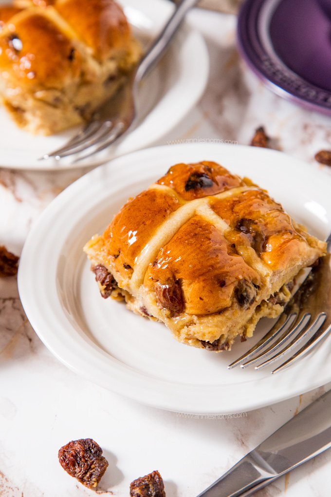 Got leftover Hot Cross Buns from Easter? Then this Hot Cross Bun Bread Pudding is the perfect, sweet and spicy dessert to use them up!