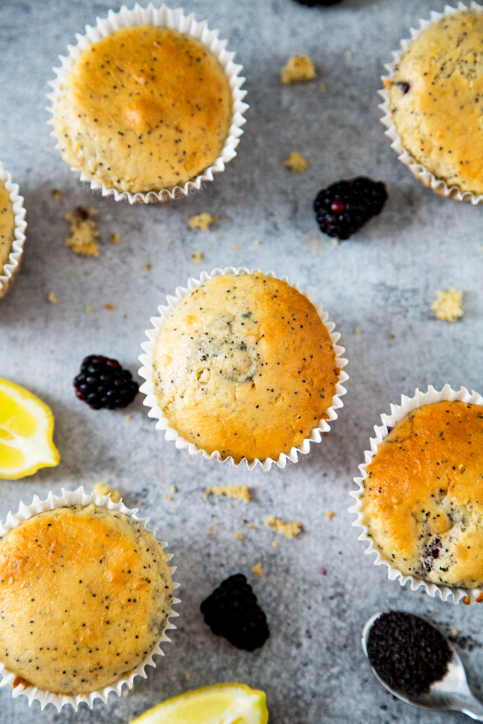 Soft and fluffy Lemon and Blackberry muffins filled with crunchy little poppy seeds; the perfect, flavour filled way to kick start your day!