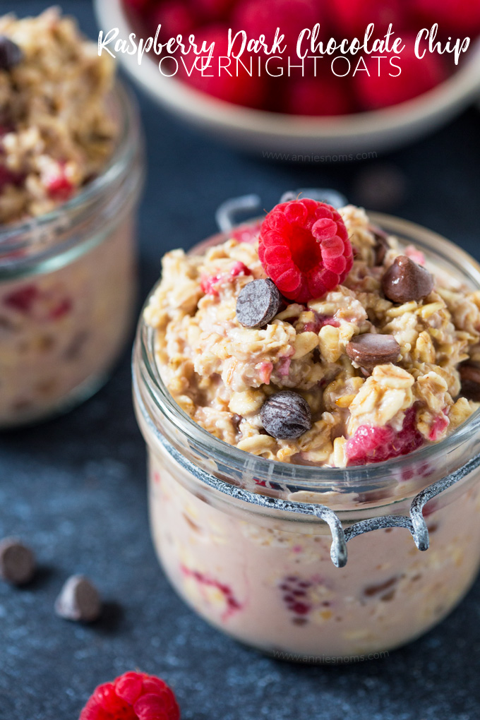 Thick and creamy overnight oats peppered with fresh raspberries and dark chocolate chips. Make ahead and perfect for hot mornings, these prove you can eat chocolate for breakfast! 