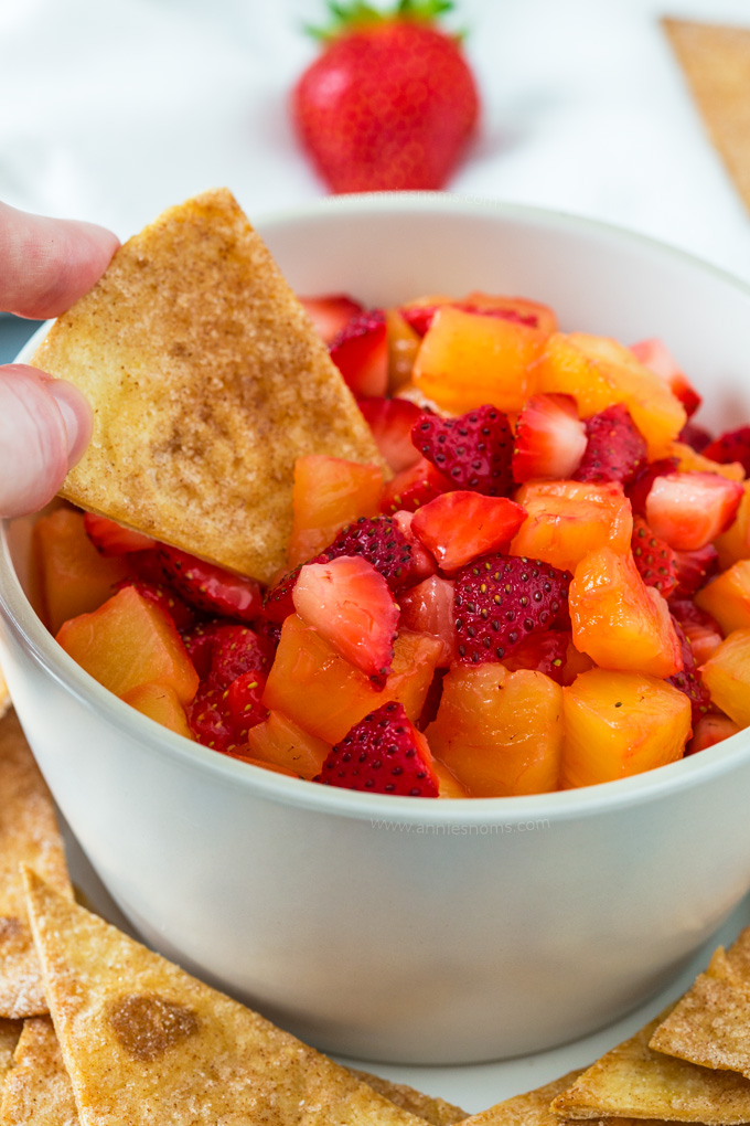 Sweet strawberries and tropical pineapple married together with a little sugar and lemon juice make this fruit salsa a delight for your taste buds.