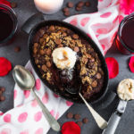 A rich and gooey Baked Chocolate Pudding sized down for you and a loved one. It's easy, quick to make and perfect for a last minute Valentine's dessert!
