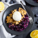 This Lemon and Blueberry Crumble is easy to make and full of flavour. Sweet, tart, crisp, juicy; it tastes like you spent hours in the kitchen when you threw it together in minutes!