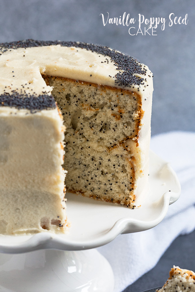 This light and tender Vanilla Poppy Seed Cake is simple to make and decorate! Perfect for birthdays and smaller crowds as it's sized down for 6!