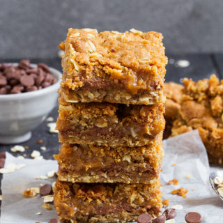 These chewy chocolate and caramel filled Carmelitas are easy to make and the most insanely delicious cookie bars I've EVER had the pleasure of making and eating.