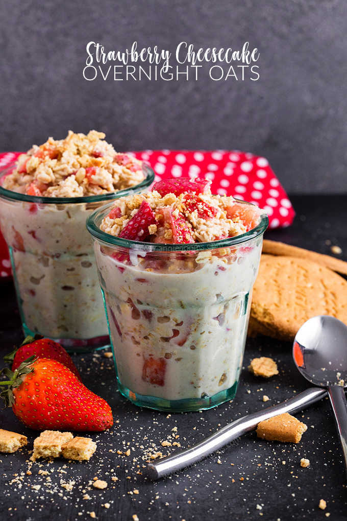 These Strawberry Cheesecake Overnight Oats are super easy to throw together and become the most amazing, creamy, fruit filled breakfast. All the flavours of cheesecake in a healthy breakfast!