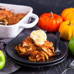 This Pumpkin Apple Cobbler is the epitome of Autumn! Pumpkin, spices, slices of apple and a crunchy, buttery topping make this one delectable dessert you won't be able to resist!