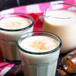 This Dairy Free Eggnog is just as rich and creamy as traditional homemade eggnog, but is made with oat milk, plant based cream and no alcohol. You don't have to miss out on this festive drink just because you can't have dairy!
