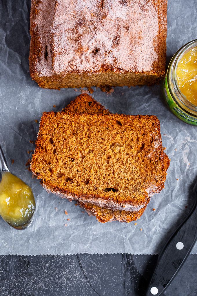 This Applesauce Cinnamon Sugar Bread could not be simpler to make, yet it results in a soft, flavourful quick bread that is just perfect for breakfast or a snack with your coffee!