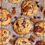 What can be better than Chocolate Chip Cookies? Caramel Chocolate Chip Cookies of course! A twist on the traditional CCC, these are chewy, soft, full of caramel pieces and milk chocolate chips.