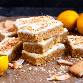 This Lemon Coconut Slice is easy to make and so satisfyingly sweet. It marries together tropical coconut and tart lemon, but best of all? It's no bake!